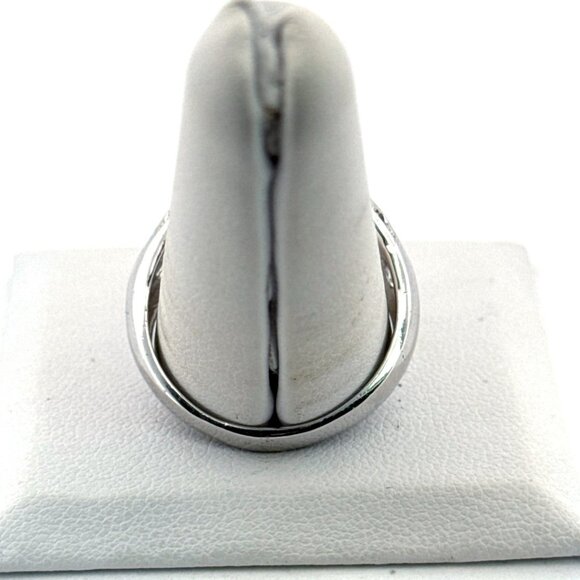 Estate Sterling Silver 925 Ring Black Oval Stone & Clear Accents Size 12, 7g - Picture 3 of 8